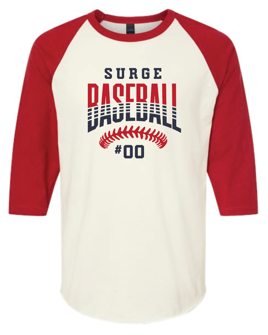 Surge Baseball Stitches w/ Custom Number Raglan