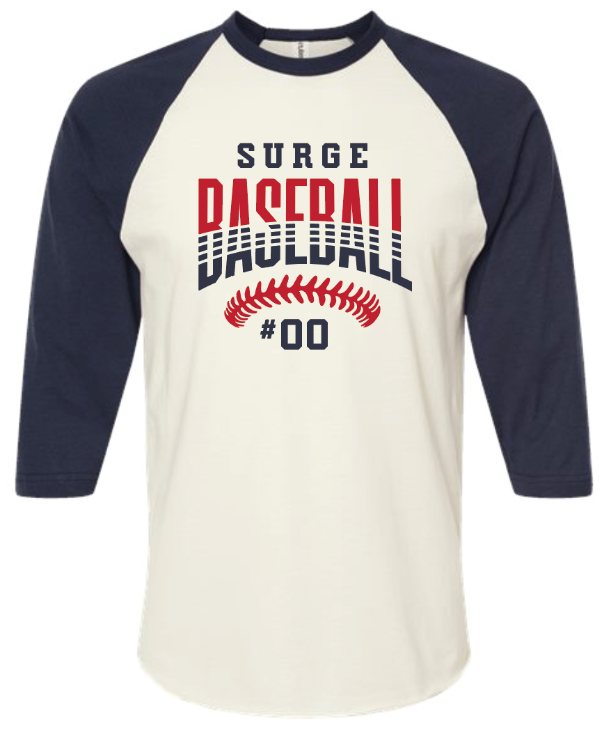 Surge Baseball Stitches w/ Custom Number Raglan