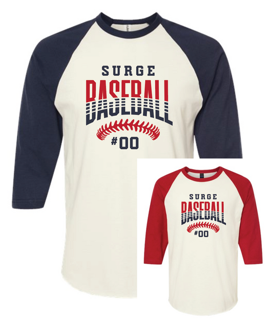 Surge Baseball Stitches w/ Custom Number Raglan