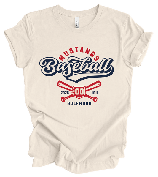 Mustangs Baseball 2026 10U w/ Custom Number