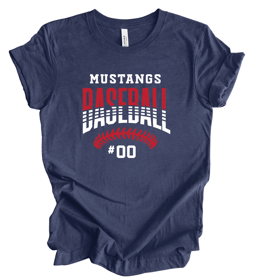 Mustangs Baseball Stitches w/ Custom Number