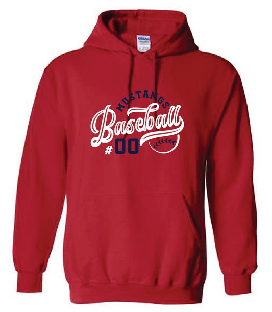 Mustangs Baseball Vintage Script w/ Custom Number Hoodie