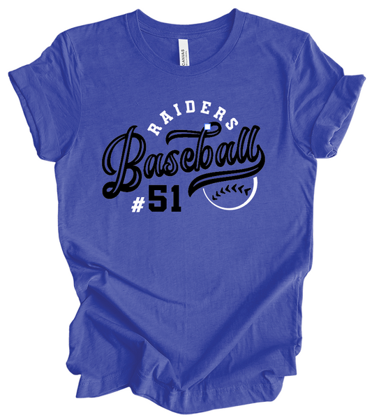 Raiders Baseball Vintage Script w/ Custom Number