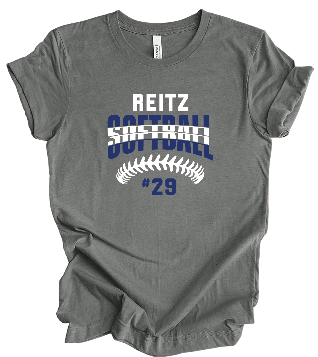 Reitz Softball Stacked w/ Laces and Custom Number