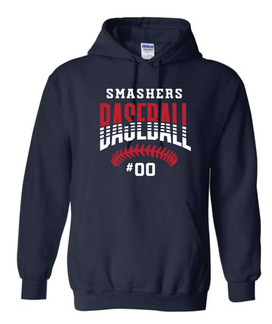 Smashers Baseball Stitches w/ Custom Number Hoodie