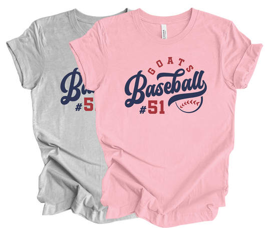 Goats Baseball Vintage Script w/ Custom Number