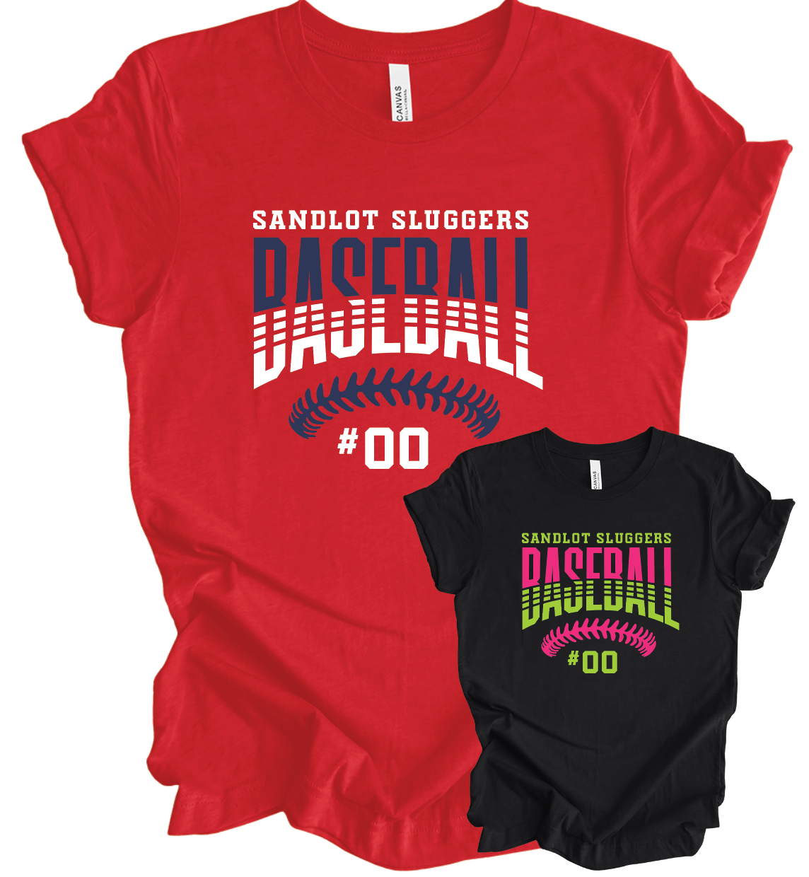 Sandlot Sluggers Baseball Stitches w/ Custom Number