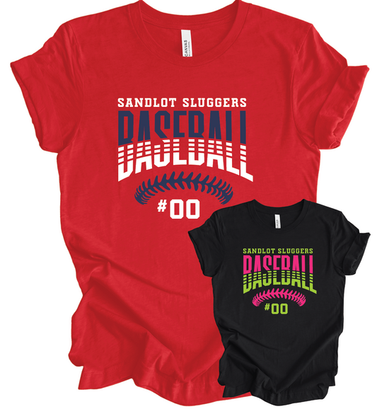Sandlot Sluggers Baseball Stitches w/ Custom Number