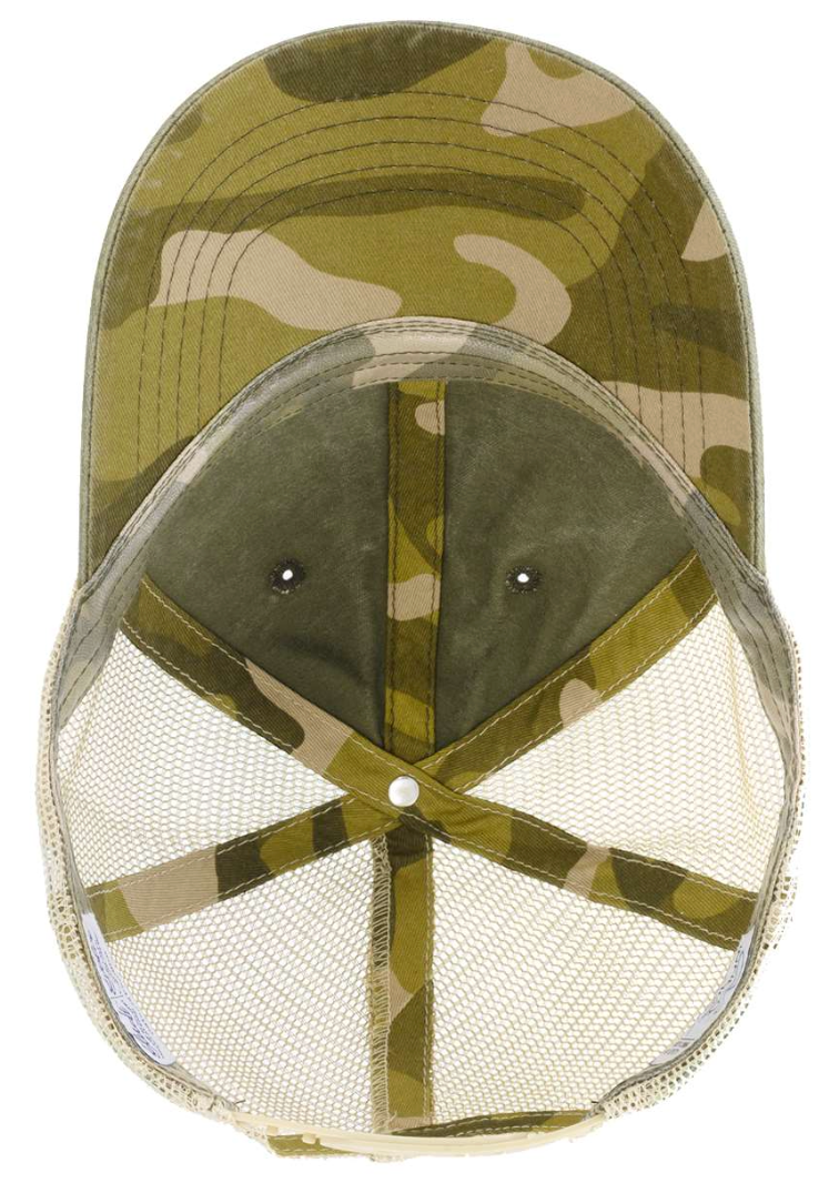 Floral Hat - Olive Camo Mesh