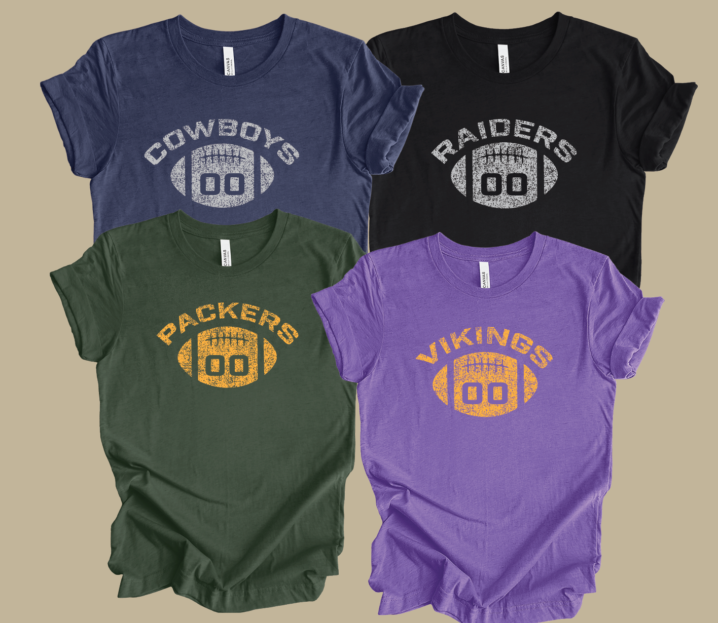 Vintage Football w/ Number - More Teams Available!