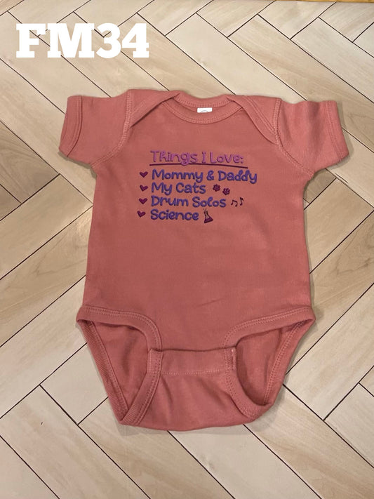 Things I Love Onesie - Customizable
